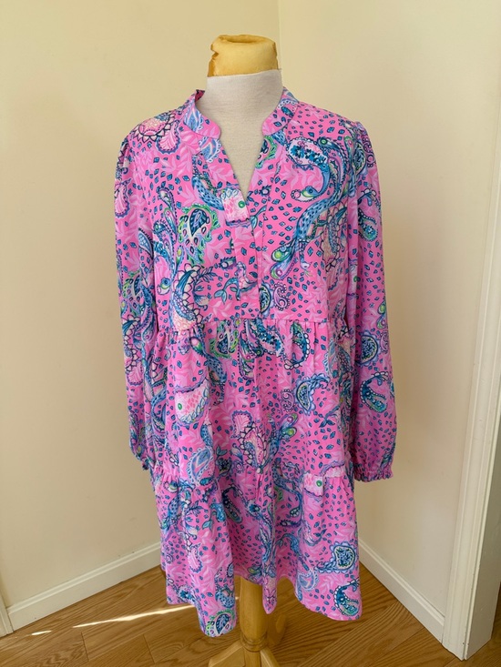 Lilly Pulitzer Dresses & Skirts - Lilly Pulitzer large plumeria Pink strut your stuff winona long sleeve dress.